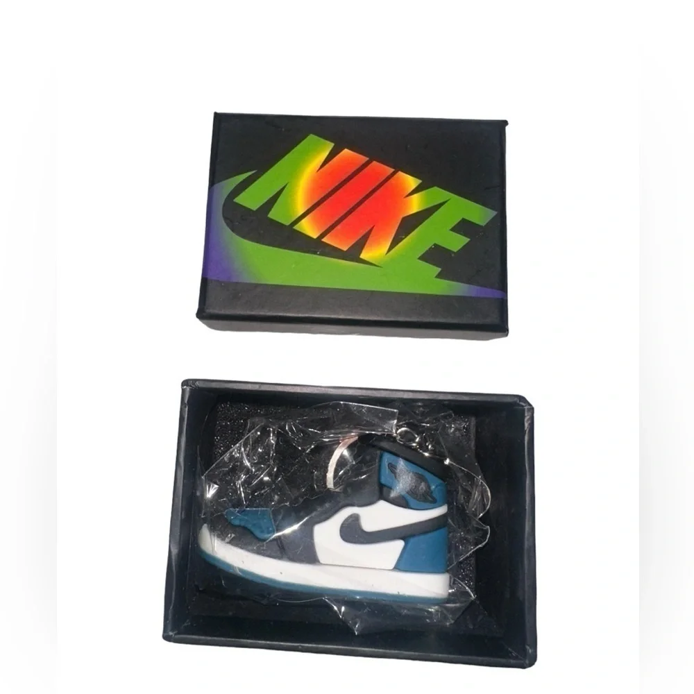 Air Jordan 1 High Top Nike Key Chain/ Bag Charm Teal/White/Black Comes w/box